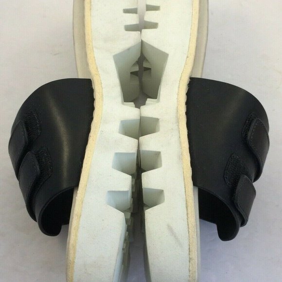 Rag & Bone Seldon Leather Sandal Slide blk wht Sz6 - Picture 6 of 9